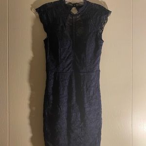 Windsor Navy Blue Lace Dress with Open Back - Size Medium